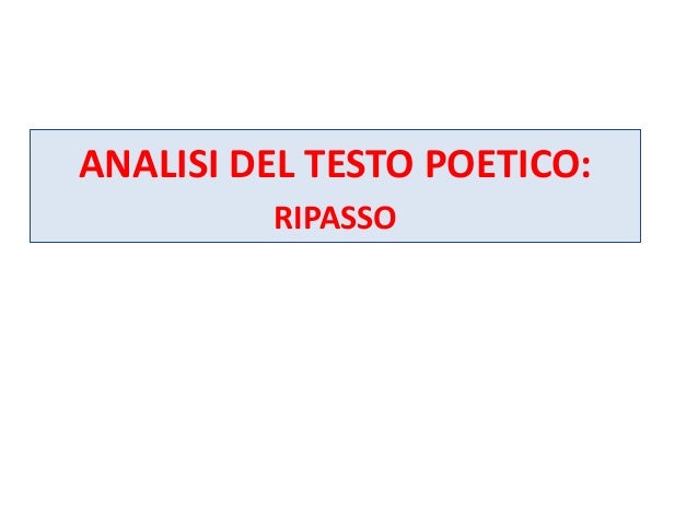 Analisi Poesia Ripasso