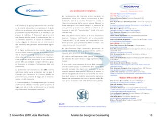 5 novembre 2010, Ada Manfreda 16Analisi dei bisogni e Counseling
 