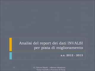 a.s. 2012 - 2013



1   I.C. Falcone Napoli - referenti valutazione
         Teresa Cantiello e Francesca Di Fenza
 