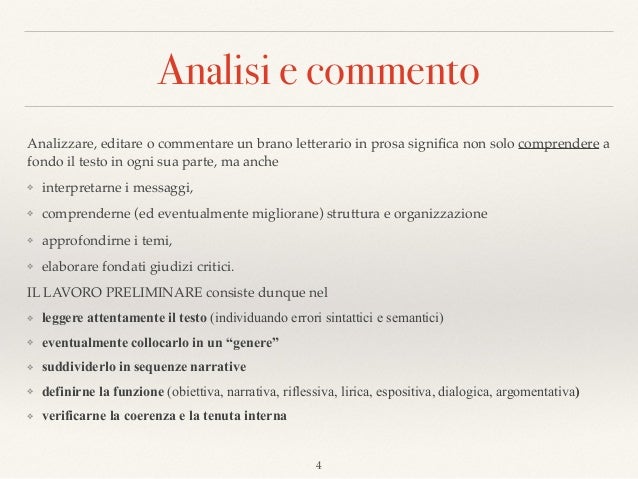 Analisi Di Un Testo In Prosa Analisi del testo