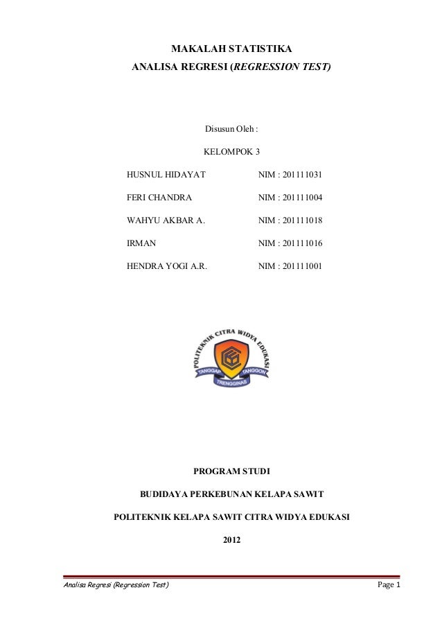 Makalah Analisa Regresi