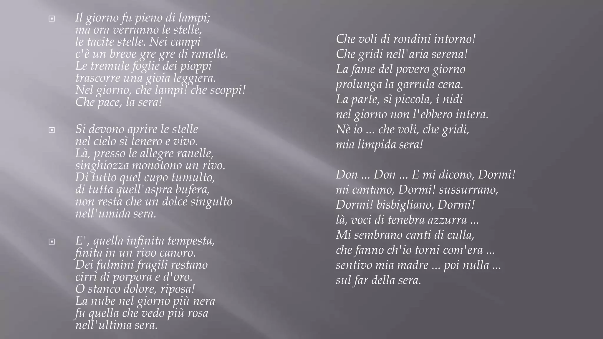 Analisi retorica la mia sera | PPT