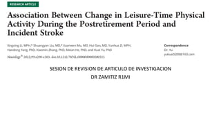 SESION DE REVISION DE ARTICULO DE INVESTIGACION
DR ZAMITIZ R1MI
 