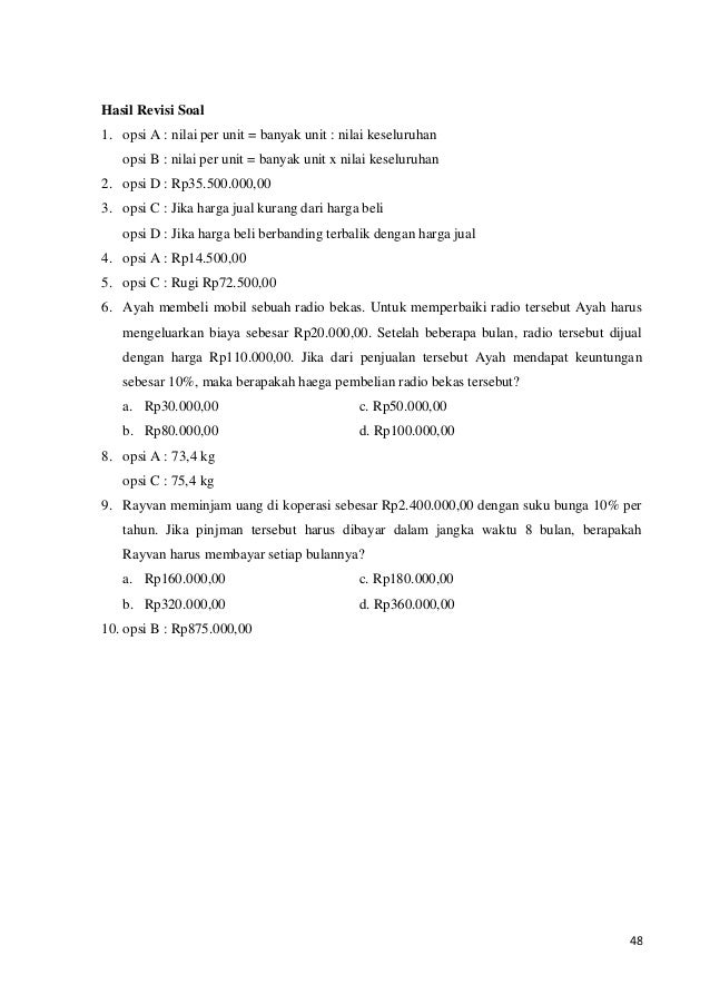 10 Contoh Soal Aritmatika Sosial Un Smp Kumpulan Contoh Soal