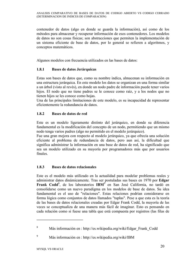 Analisis comparativo my-sql-oracle | PDF