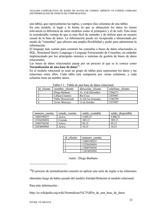 Analisis comparativo my-sql-oracle | PDF