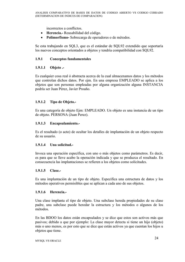 Analisis comparativo my-sql-oracle | PDF