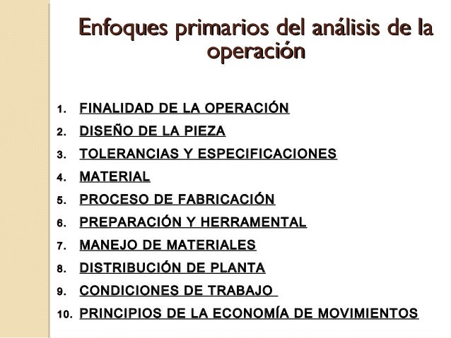 Finalidad De La Operacion Estudio Del Trabajo www.slideshare.net