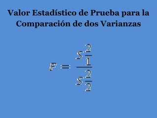 Valor Estadístico de Prueba para la Comparación de dos Varianzas 