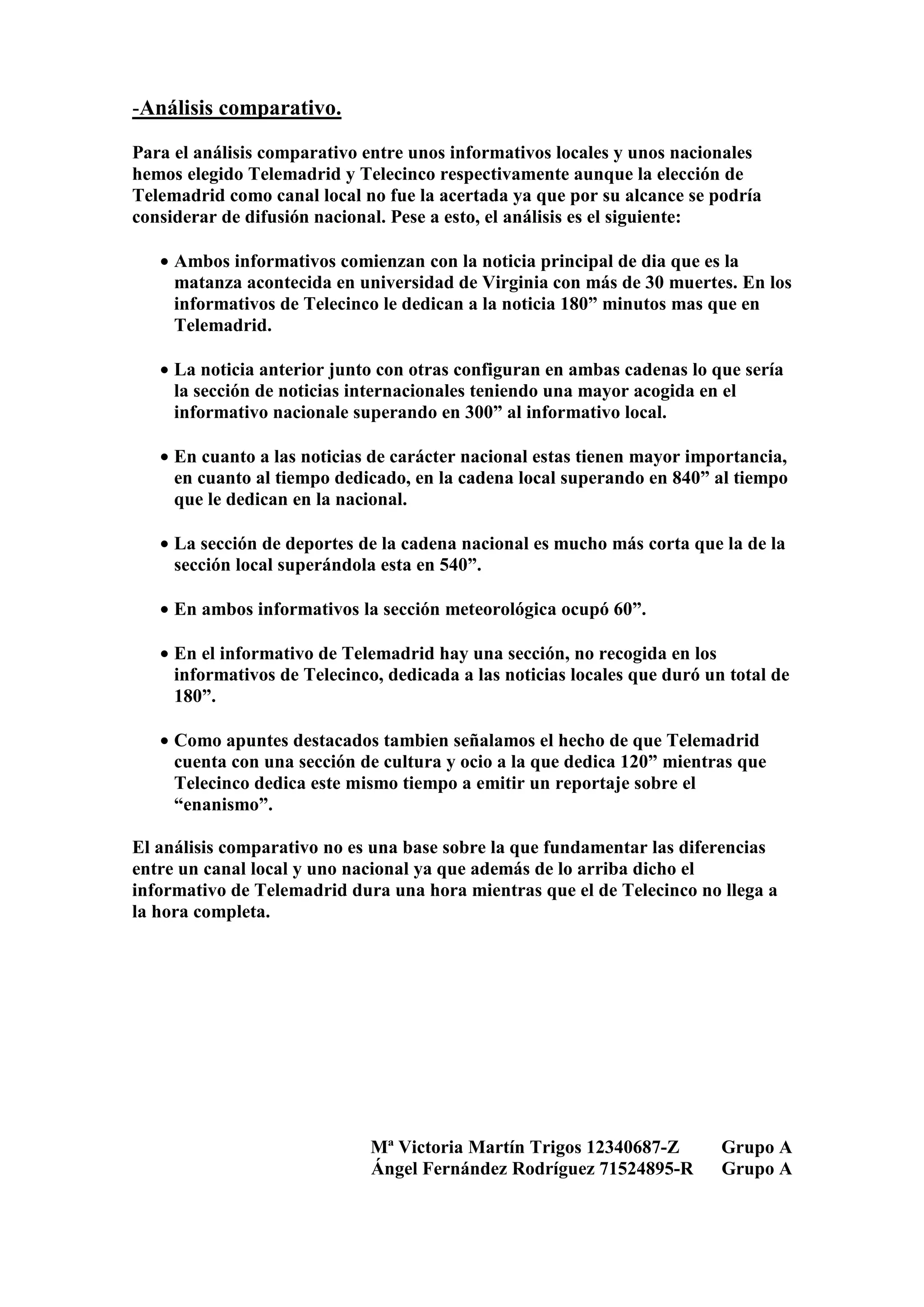 Analisis Informativos 16 De Abril