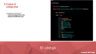El código
3.Copiar el
código php
Lo podemos encontrar en
-www.mecagoenlos.com
-www.FunnelPunk.com
 