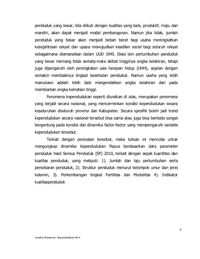 Analisis Parameter Kependudukan Tahun 2014