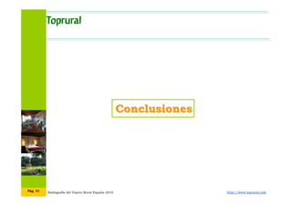 Radiografía del Viajero Rural España 2010 http://www.toprural.comPág. 31
ConclusionesConclusiones
 