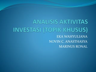 EKA WAHYULIANA
NOVIN C. ANASTHASYA
MARINUS RONAL
 