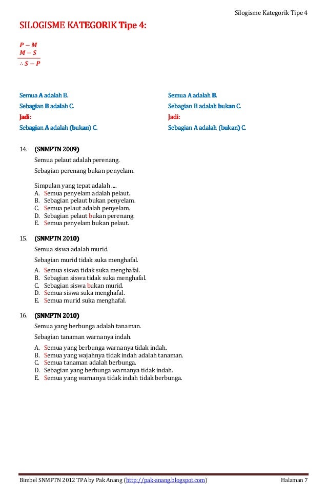 Analisis Bedah Soal Snmptn 2012 Kemampuan Penalaran Deduktif Penarik