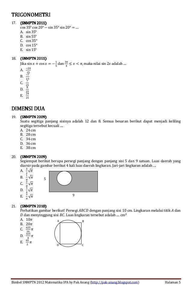 Soal Snmptn 2010 Matematika Ipa