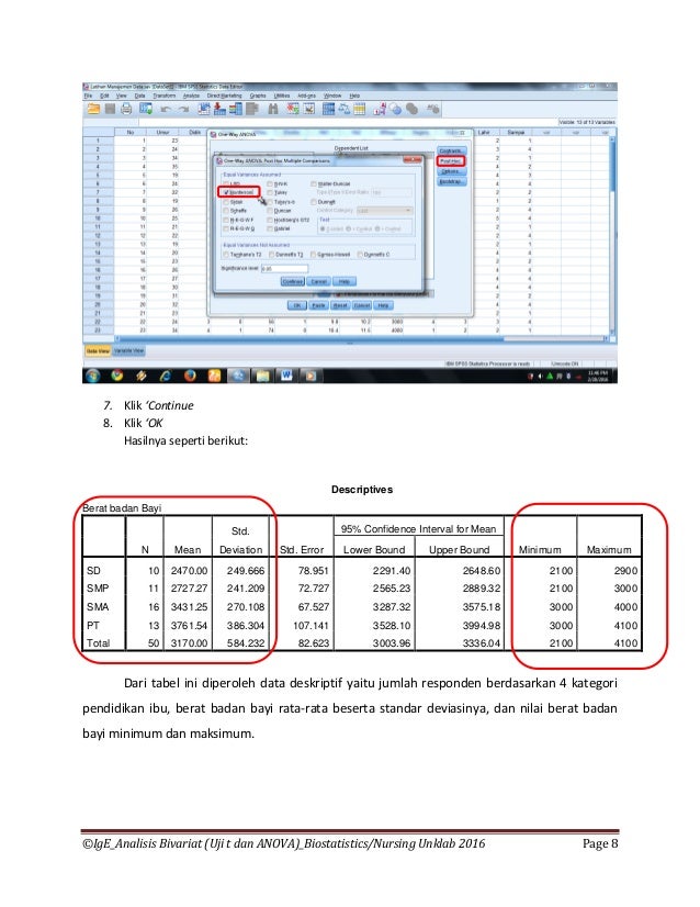 Analisis Bivariat Uji T Dan Anova Data Kategorik Dan Numerik