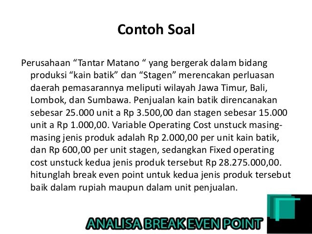 Analisis Break Even Point Lengkap