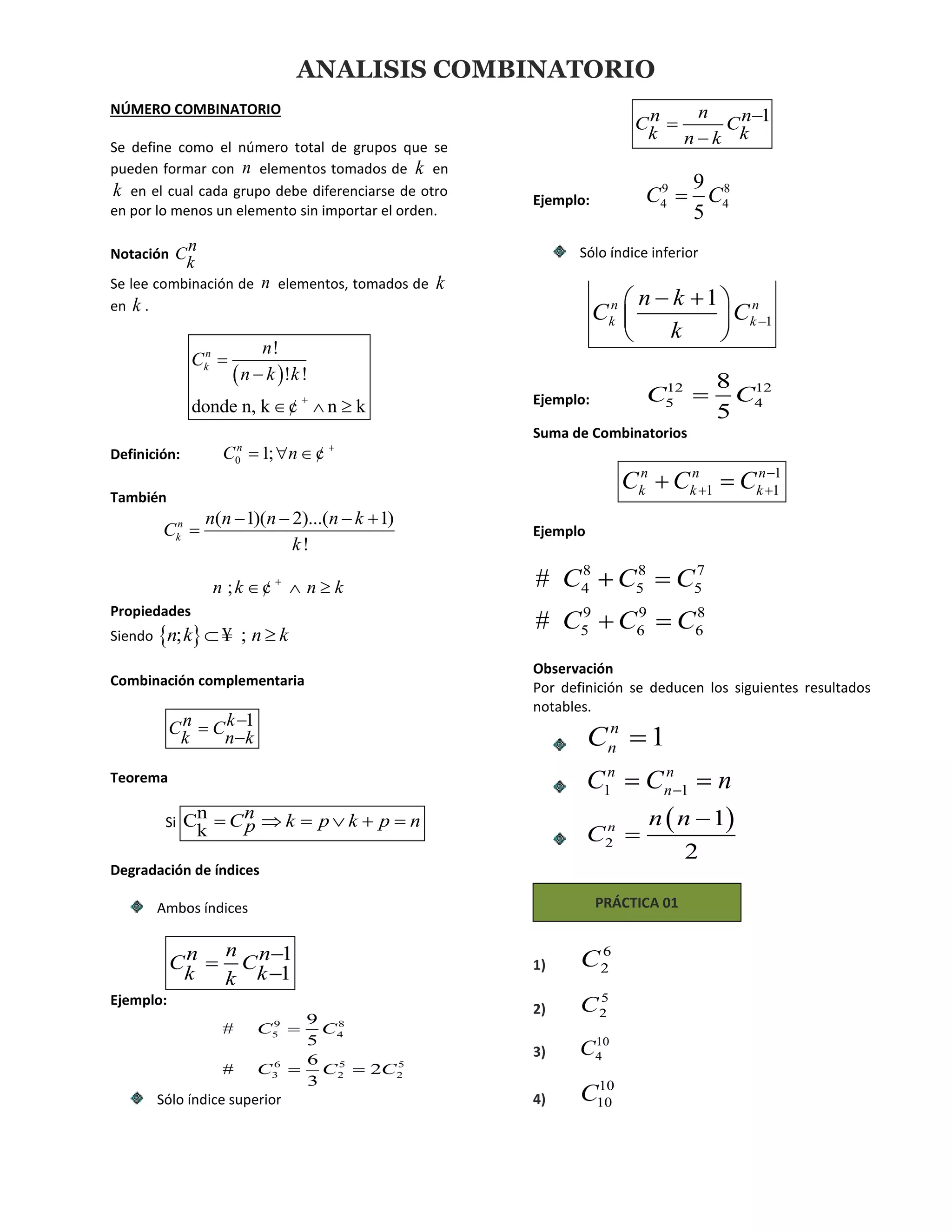 Analisis combinatorio | DOCX