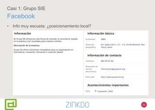 42
Casi 1: Grupo SIE
Facebook
• Info muy escueta: ¿posicionamiento local?
 