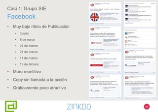43
Casi 1: Grupo SIE
Facebook
• Muy bajo ritmo de Publicación
• 3 junio
• 8 de mayo
• 24 de marzo
• 21 de marzo
• 11 de marzo
• 19 de febrero
• Muro repetitivo
• Copy sin llamada a la acción
• Gráficamente poco atractivo
 