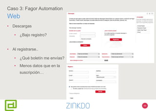 69
Caso 3: Fagor Automation
Web
• Descargas
• ¿Bajo registro?
• Al registrarse..
• ¿Qué boletín me envías?
• Menos datos que en la
suscripción…
 