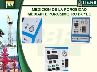 MEDICION DE LA POROSIDAD
MEDIANTE POROSIMETRO BOYLE
 
