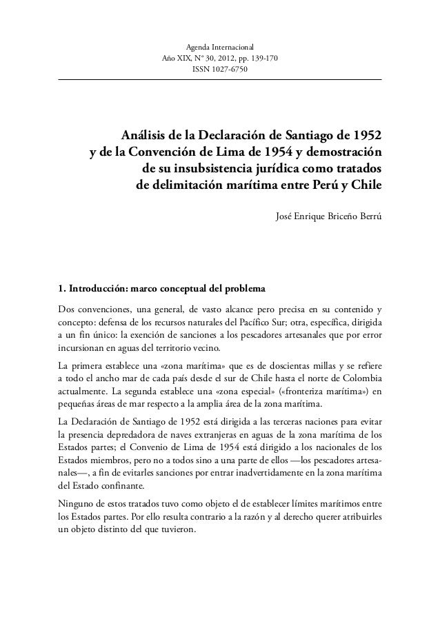 Analisis De La Declaracion De Santiago De 1952 Y De La Convencion De