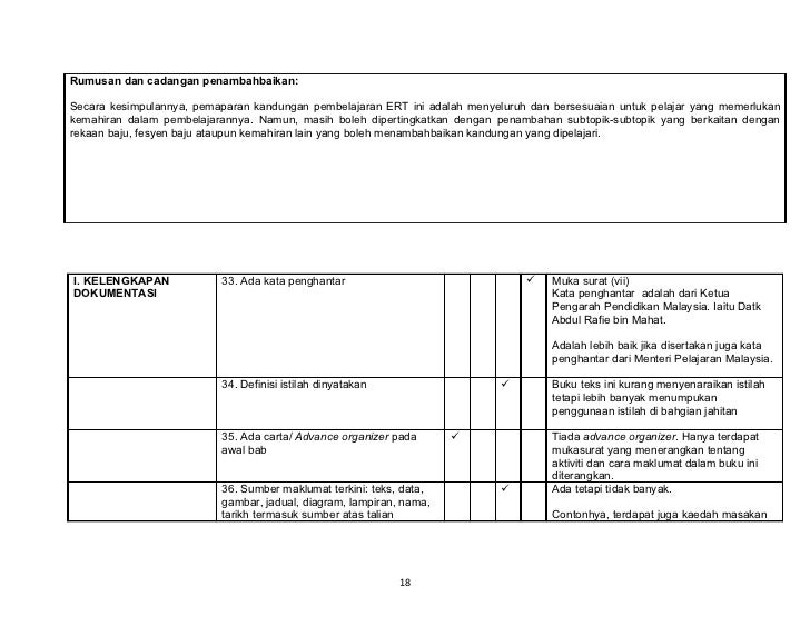 Analisis dan penilaian buku teks Ekonomi Rumah Tangga