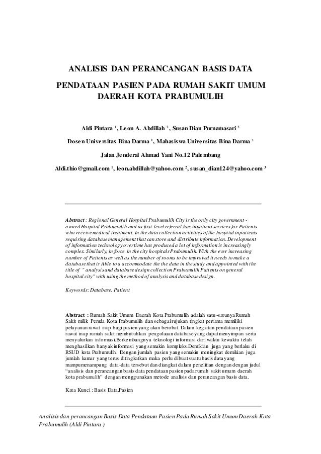 Analisis Dan Perancangan Basis Data