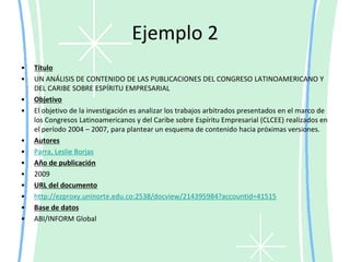 EJEMPLOS DE ANÁLISIS DE CONTENIDO