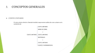 3. CONCEPTOS GENERALES
 COSTO UNITARIO
 