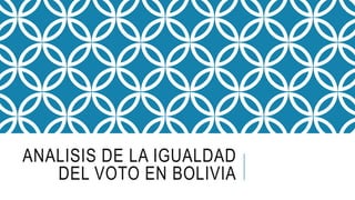 ANALISIS DE LA IGUALDAD
DEL VOTO EN BOLIVIA
 