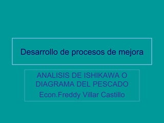 Desarrollo de procesos de mejora ANALISIS DE ISHIKAWA O DIAGRAMA DEL PESCADO Econ.Freddy Villar Castillo 