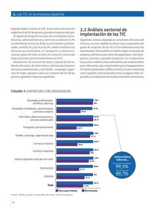 2. Las TIC en la empresa española
16
bajando desde el 10,9% al 9,9%. Entre estos tres sectores
englobanel41,5%depymesygran...