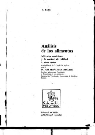 Analisis de los alimentos 3ed lees