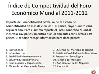 Analisis del Índice de Competitividad del WEF | PPTX