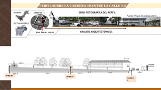 Sin esquina
definida
A:2.5 m.
N+993.09
N+990.83
8
N+992.01
1
A:7.3 m.
32. mt
12.6 mt
44.4 mt
CARRERA 11
PERFIL SOBRE LA CARRERA 10 ENTRE LA CALLE 3-2
POPAYÁN
SECTOR HISTÓRICO
SERIE FOTOGRÁFICA DEL PERFIL
ANÁLISIS ARQUITECTÓNICOS
Fuente: Propia de análisis (2021)
156
Nivel Base N+ 1000.00
calle 2
calle 3
 