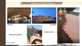 LOCALIZACIÓN
Biblioteca Maya Somaya
Etapa de pruebas
Interior Fachada
Construcción
Fuente: Archdaily
 