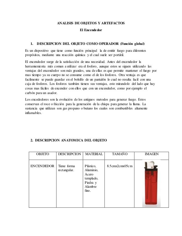 Analisis De Objetos Y Artefactos
