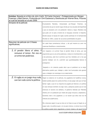 Analisis de pelicula invictus julio vargas