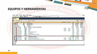 EQUIPOS Y HERRAMIENTAS
16
 