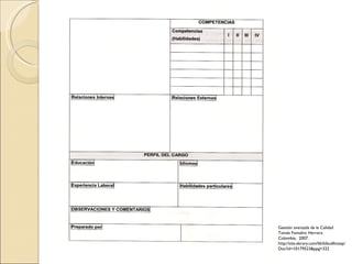 Gestión avanzada de la Calidad Tomás Fontalvo Herrera Colombia,  2007. http://site.ebrary.com/lib/bibudlimasp/ Doc?id=10179523&ppg=322 