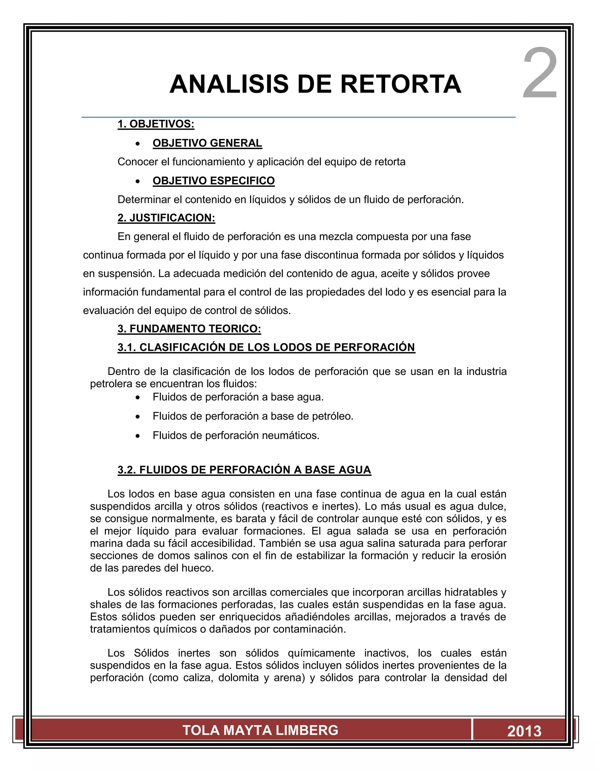 Analisis de retorta | PDF