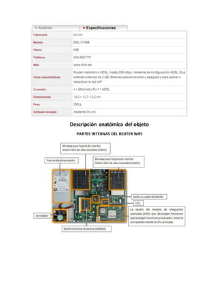 Descripción anatómica del objeto
PARTES INTERNAS DEL REUTER WIFI
 