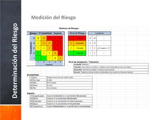 Determinación del Riesgo   Medición del Riesgo
 