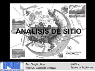 Diseño V
Escuela de Arquitectura
Tsu: Chalghin, Nura
Prof: Arq. Maigualida Mendoza
 