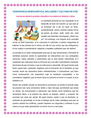 Convivencia democrática, inclusión y cultura de paz | DOCX
