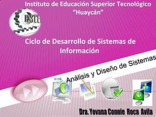 Ciclo de Desarrollo de Sistemas de
Información
Análisis y Diseño de Sistemas
Análisis y Diseño de Sistemas
Instituto de Educación Superior Tecnológico
“Huaycán”
 