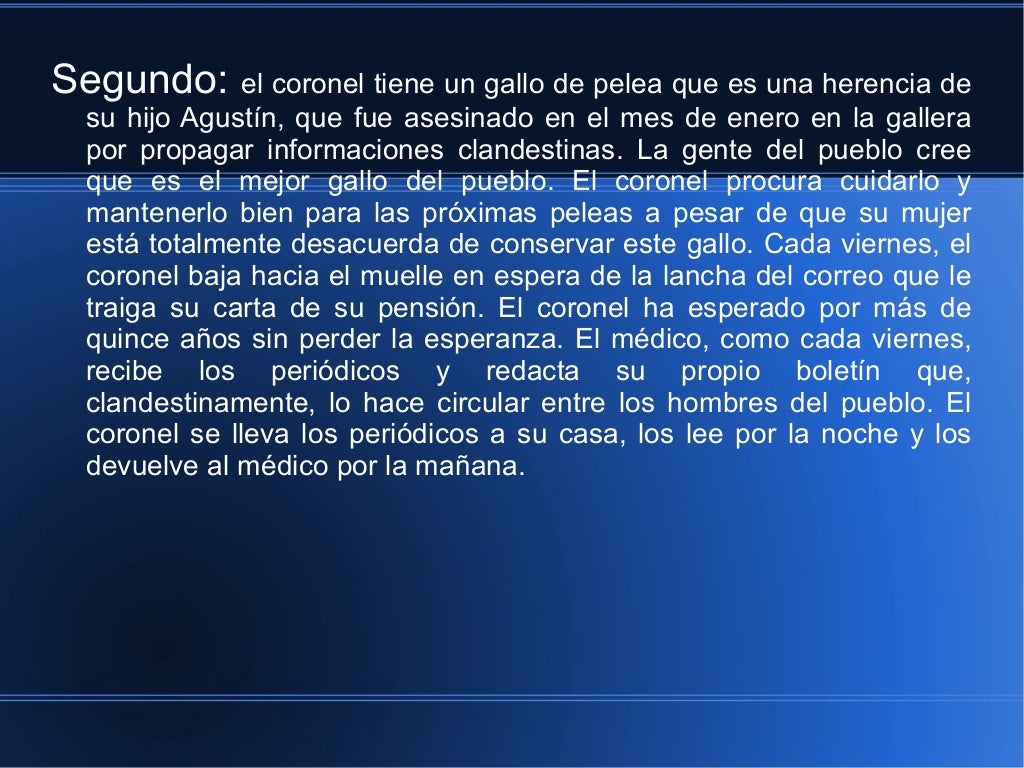 Analisis el coronel no tiene quien le escriba